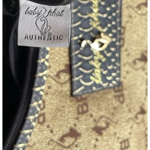 Vintage Baby Phat Snake Skin Shoulder Hand Bag Gold Black White Stones NWT RARE